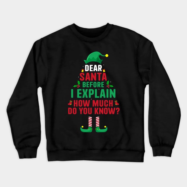 Dear Santa I Can Explain Funny Christmas Pajama Adults Kids Crewneck Sweatshirt by _So who go sayit_